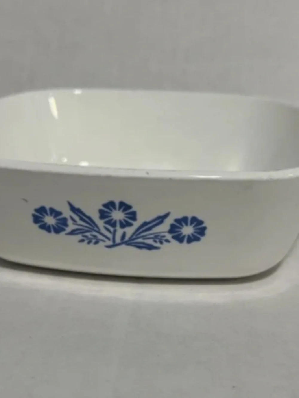 White Ceramic Baking Dish with Blue Floral Pattern